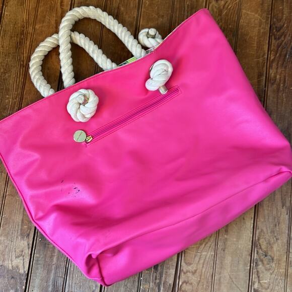 Christian Lacroix large Floral Yellow and Pink rope handle Tote Bag - Picture 9 of 12